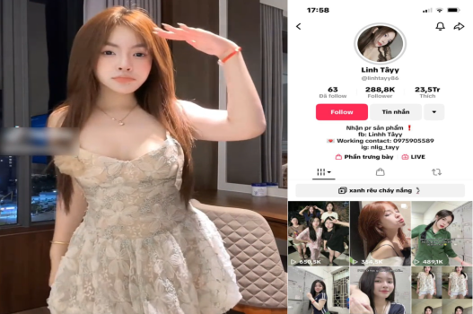 Lộ clip nóng tiktoker Linh Tây